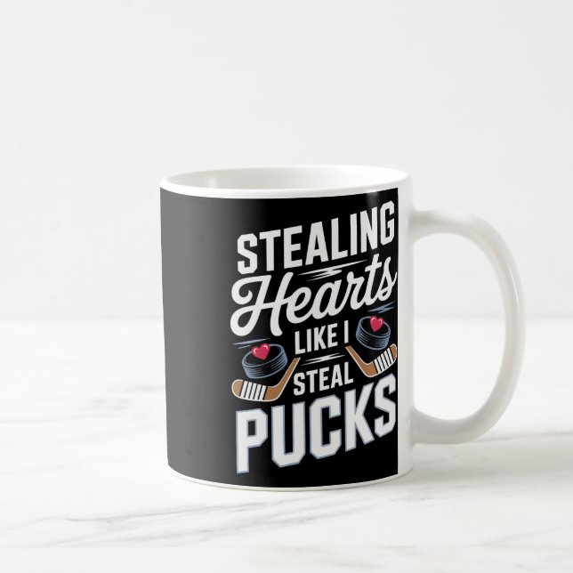 Stealing Hearts Like I Steal Pucks Valentines Hock Kaffeetasse (Rechts)