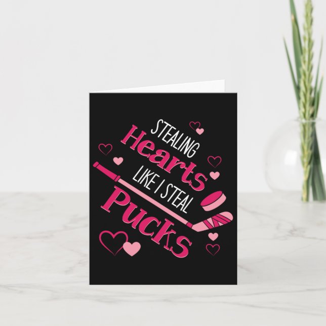 Stealing Hearts Pucks Hockey Eis Rink Valentine Da Karte (Vorderseite)