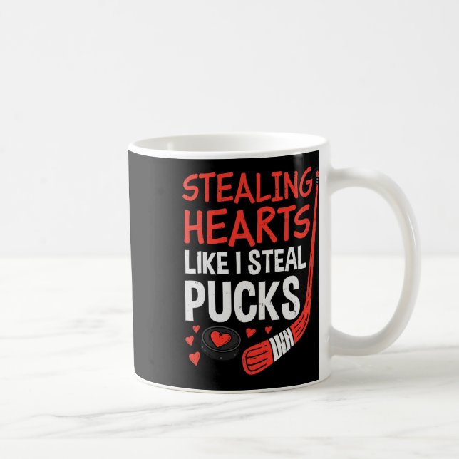Stealing Hearts Stealing Pucks Hockey Valentines D Kaffeetasse (Rechts)