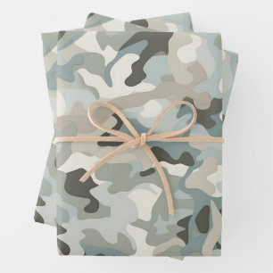 Stealth Blue Camouflage Wave Geschenkpapier Set