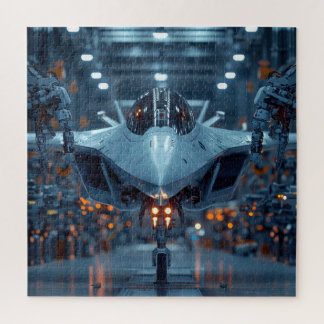 Stealth Jet in Robotic Hangar - Sci-Fi Puzzle