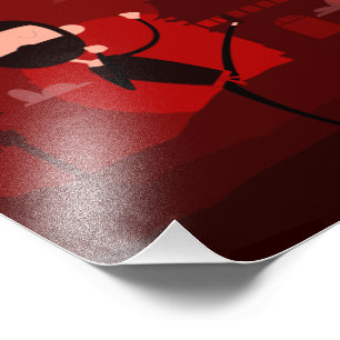 Stealth Ninja High Kick Rote Abendsonne Aufkleber Fotodruck