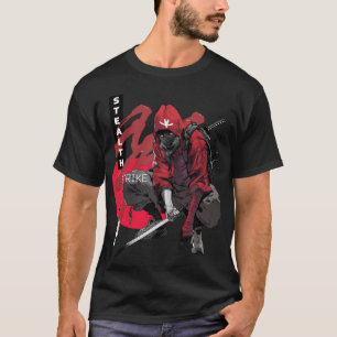Stealth Strike Ninja T-Shirt - Black and Red Anime