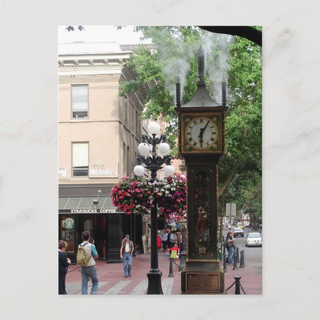 Steam Clock Gastown/Greetings from BC, Kanada Postkarte (Vorderseite)