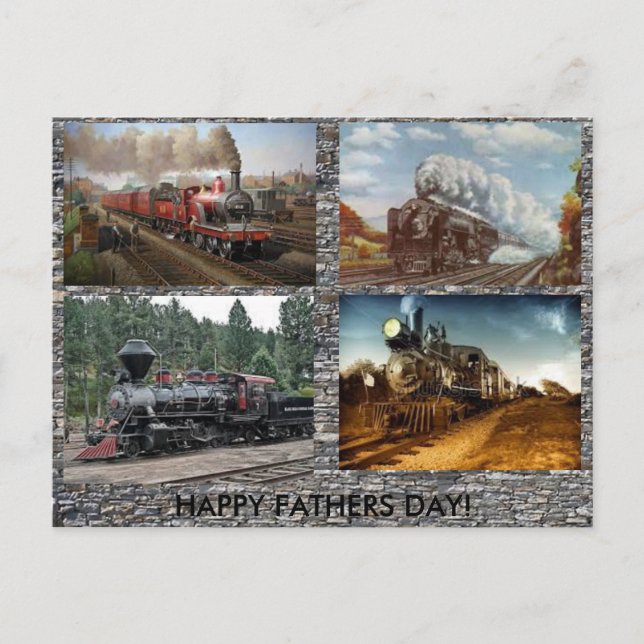 Steam Engines Fathers day card Postkarte (Vorderseite)