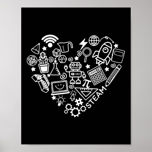 Steam Heart Shape Stem Teacher Science Lover Byck Poster (Vorne)