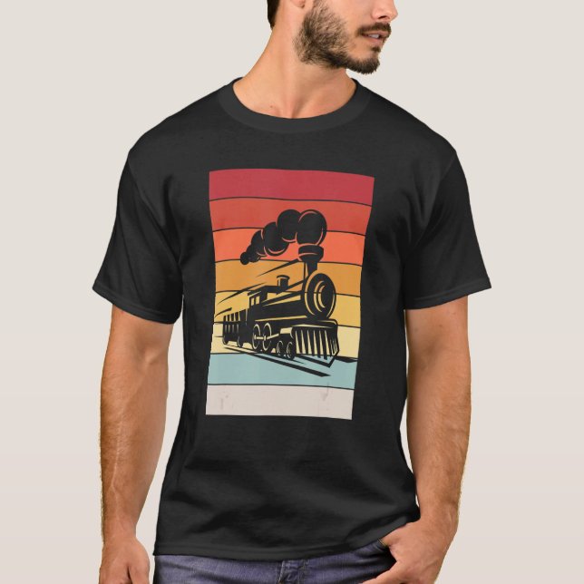 Steam Locomotive Retro I Modellbahn Eisenbahn T-Shirt (Vorderseite)