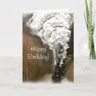 Steam Motor Train Birthday Karte