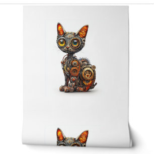 Steam Powered Purr - Steampunk Robot Cat Tapete