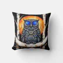 Steam Punk Blue Mit Augen Owl und Vollmond