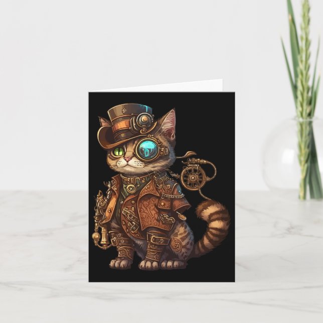 Steam Punk Cat Kitten Kitty Steampunk Karte (Vorderseite)