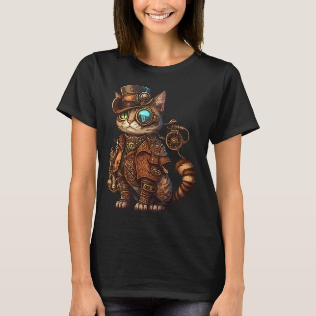 Steam Punk Cat Kitten Kitty Steampunk T-Shirt (Vorderseite)