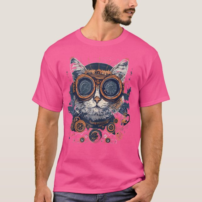 Steam Punk Cat Kitten Steampunk Art T-Shirt (Vorderseite)