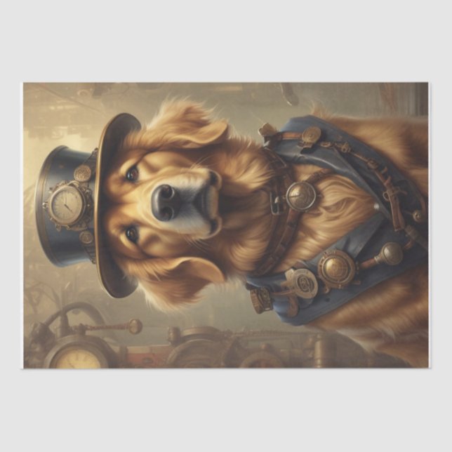 Steam Punk Golden Retriever Gewebe/Decodipage Papi Seidenpapier (Vorderseite)