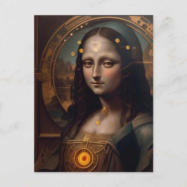 Steam Punk Mona Lisa Postkarte (Vorderseite)