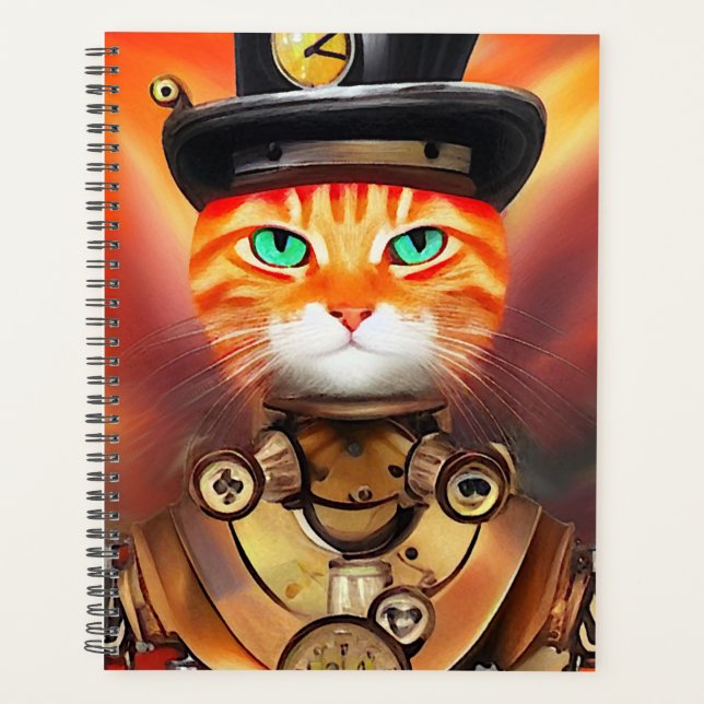 Steam Punk Orange Tabby Cat Planer (Vorderseite)