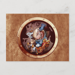Steam Punk Space Chimp Portal Postcard Postkarte