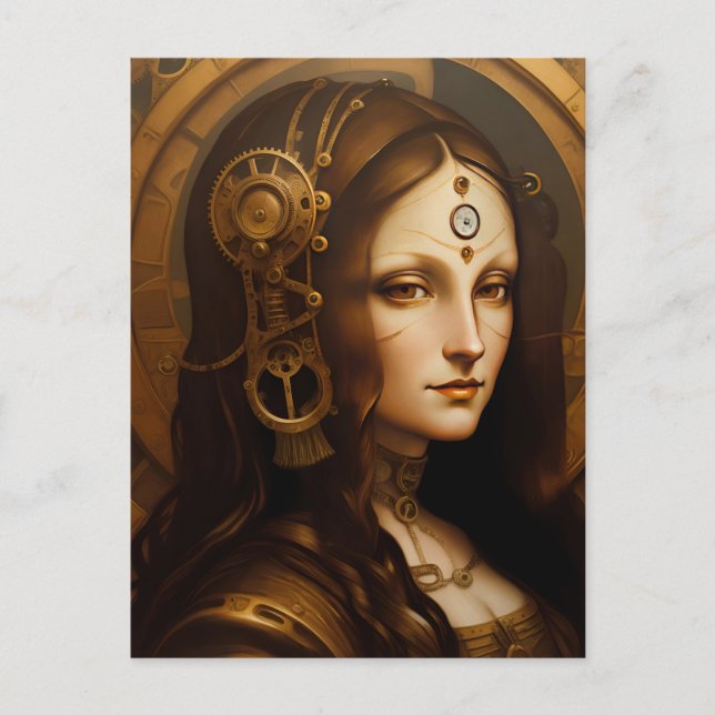 Steam Punky Mona Lisa Postkarte (Vorderseite)