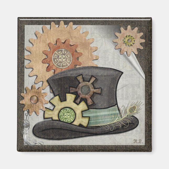 Steam Sass Steampunk Mixed Media Magnet (Vorne)