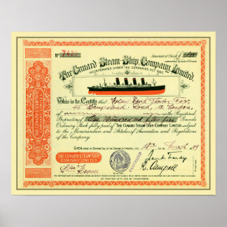 Steam-Ship Company 1909 Stock Certificate Poster