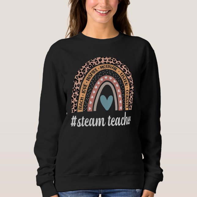 Steam Teacher Rainbow Leopard Science Technology T Sweatshirt (Vorderseite)