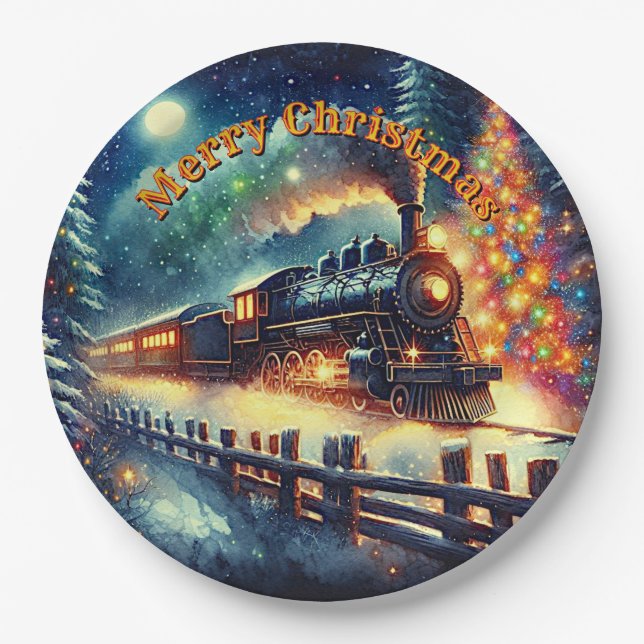 Steam Train Man's Christmas Party Pappteller (Vorderseite)