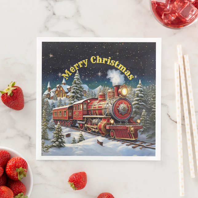 Steam Train Man's Christmas Party Serviette (Beispiel)