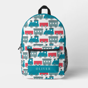 Steam Train Pattern Blue & Red Boy Bedruckter Rucksack