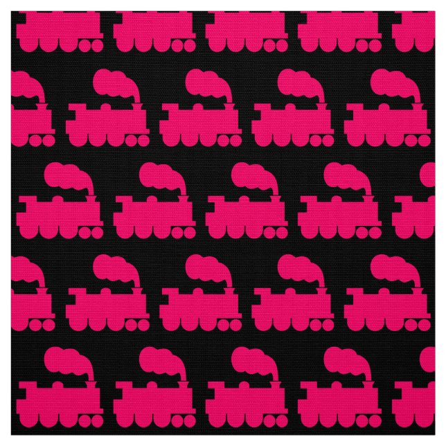 Steam Train Pattern - Neon Red on Black Stoff (Muster)