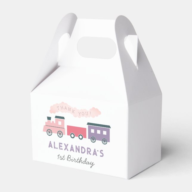 Steam Train Pink Girl Birthday Danke für Ihre Gefa Geschenkschachtel (Vorderseite)