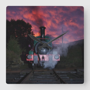 Steam Train Wall Clock Quadratische Wanduhr