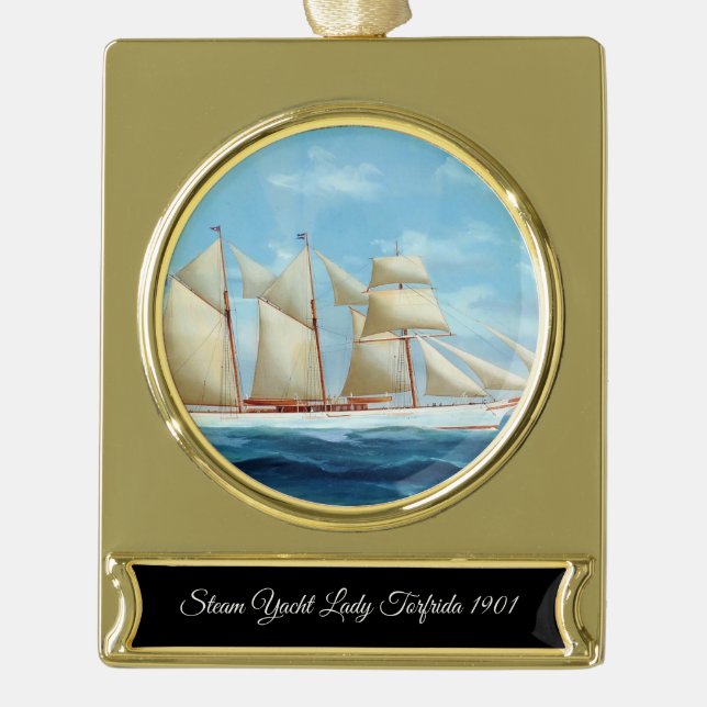 Steam Yacht Lady Torfrida 1910 Banner-Ornament Gold (Vorderseite)
