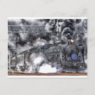 Steambahn-Steampunk-Motor Zielort Postkarte
