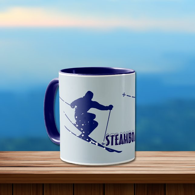 Steamboat Blue Skier Zweifarbige Tasse (Von Creator hochgeladen)