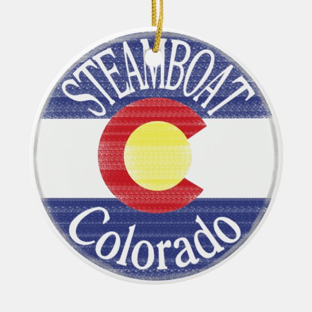 Steamboat-Colorado-Kreisflagge Keramikornament (Vorne)