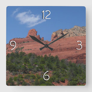 Steamboat Rock in Sedona Arizona Fotografie Quadratische Wanduhr