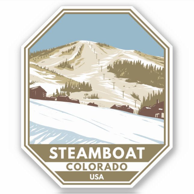 Steamboat Skigebiet Winter Colorado Aufkleber (Vorderseite)