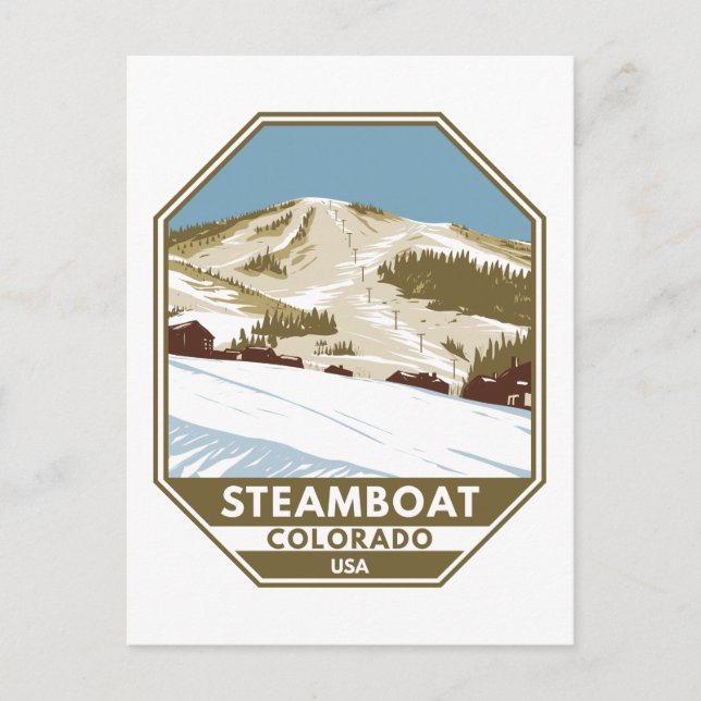 Steamboat Skigebiet Winter Colorado Postkarte (Vorderseite)