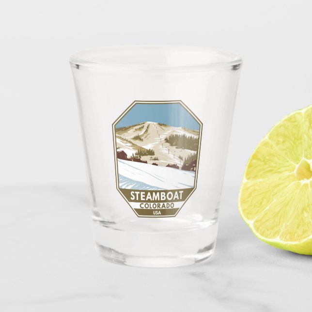 Steamboat Skigebiet Winter Colorado Schnapsglas (Vorderseite)