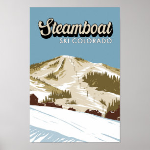 Steamboat Skigebiet Winter Colorado Vintag Poster