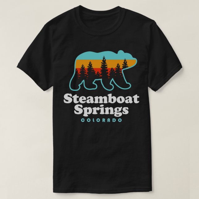 Steamboat Springs Colorado Bär Skifahren T-Shirt (Design vorne)