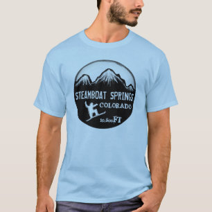 Steamboat Springs Colorado blaues Snowboardt-stüc T-Shirt