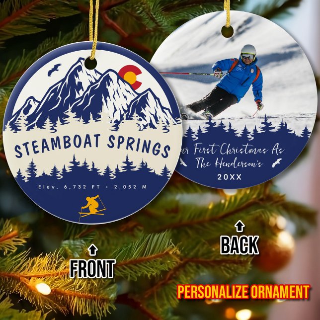 Steamboat Springs Colorado Flag Skifahren Keramik Ornament (Von Creator hochgeladen)