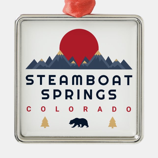 Steamboat Springs Colorado Flag Skifahren Ornament Aus Metall (Vorne)