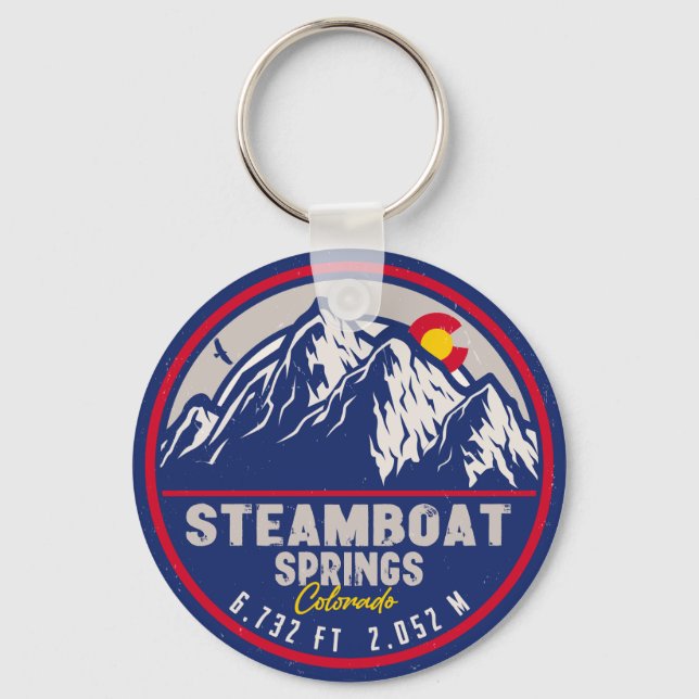 Steamboat Springs Colorado Retro Sunset Souvenirs Schlüsselanhänger (Vorderseite)