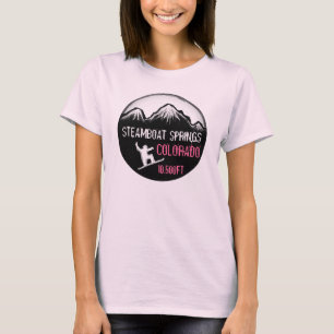 Steamboat Springs Colorado Rosa Snowboard Art Tee