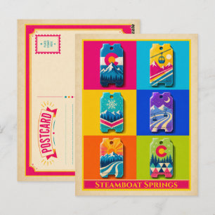 Steamboat Springs Colorado Skiticket Vintage Postkarte