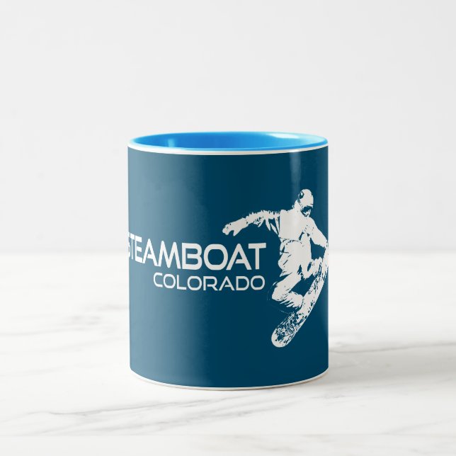 Steamboat Springs Colorado Snowboarder Zweifarbige Tasse (Mittel)