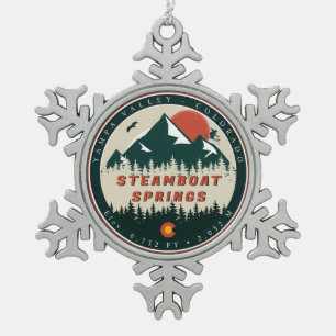 Steamboat Springs Colorado Vintag Schneeflocken Zinn-Ornament