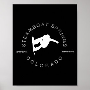 Steamboat Springs Colorado Vintage Grafik Snowboa Poster